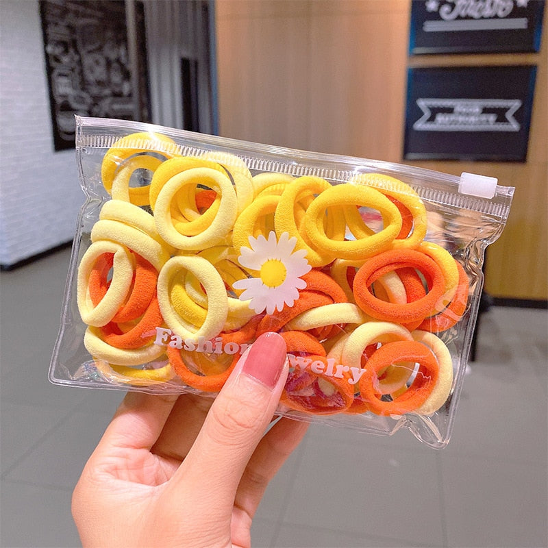 50/100pcs/Set Girls Colorful Nylon Small Elastic Hair Bands