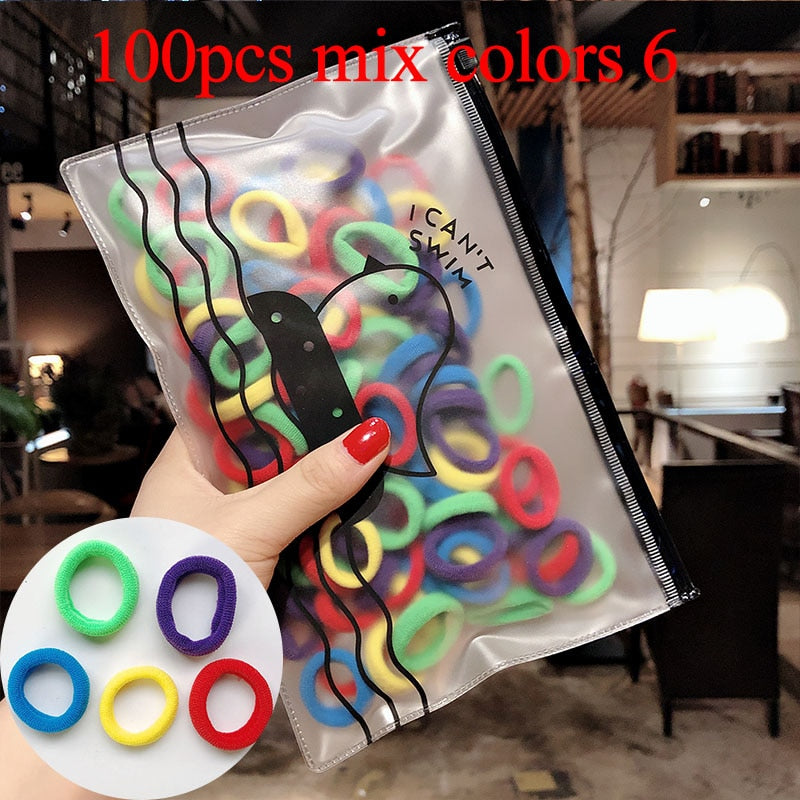 50/100pcs/Set Girls Colorful Nylon Small Elastic Hair Bands