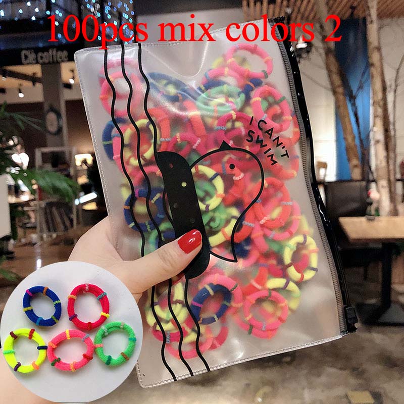 50/100pcs/Set Girls Colorful Nylon Small Elastic Hair Bands