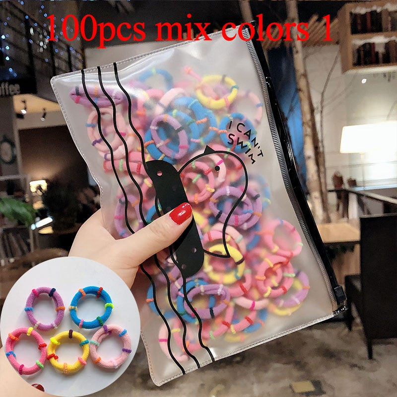 50/100pcs/Set Girls Colorful Nylon Small Elastic Hair Bands