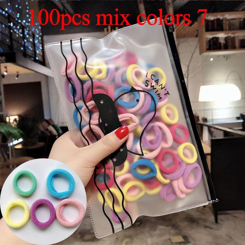 50/100pcs/Set Girls Colorful Nylon Small Elastic Hair Bands